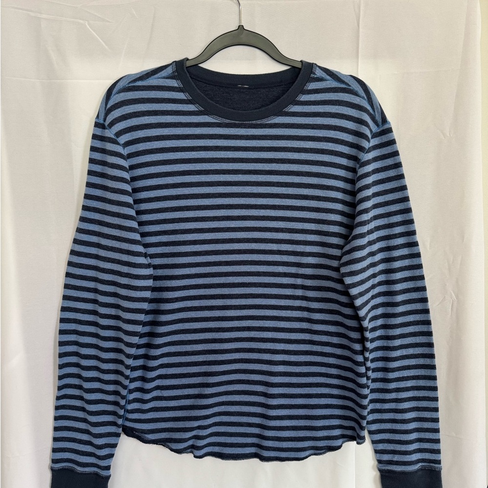 lululemon athletica Blue and Black Striped Long Sleeve Shirt
